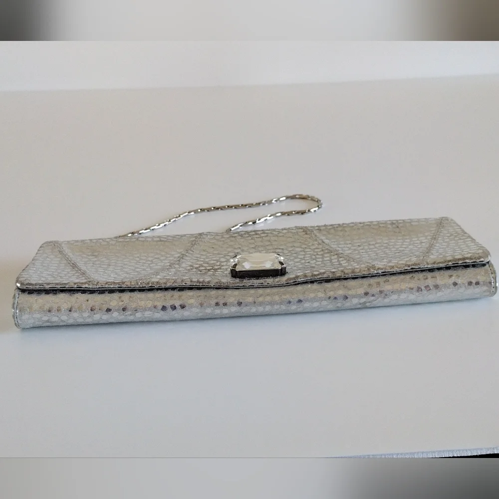 Inge Christopher Animal Print Soft Leather Swarovski Crystal Clutch Handbag